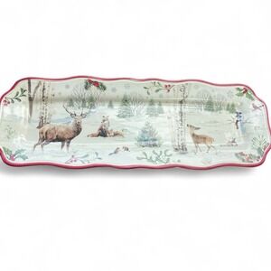 Better Homes & Gardens Heritage Winter Forest Long Relish Tray Platter Deer Fox‎